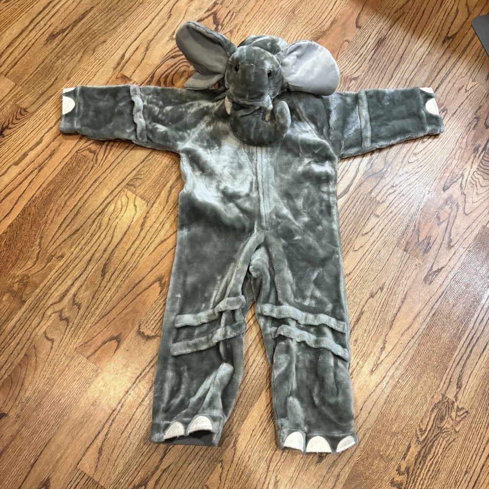 Elephant Costume Plush Gray Hooded Jumpsuit Child Size 44"‎ 4-5 Halloween Zip